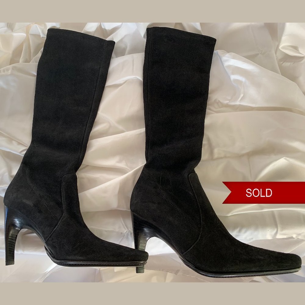 Nine West Skinny Suede Boots Black / Size 6